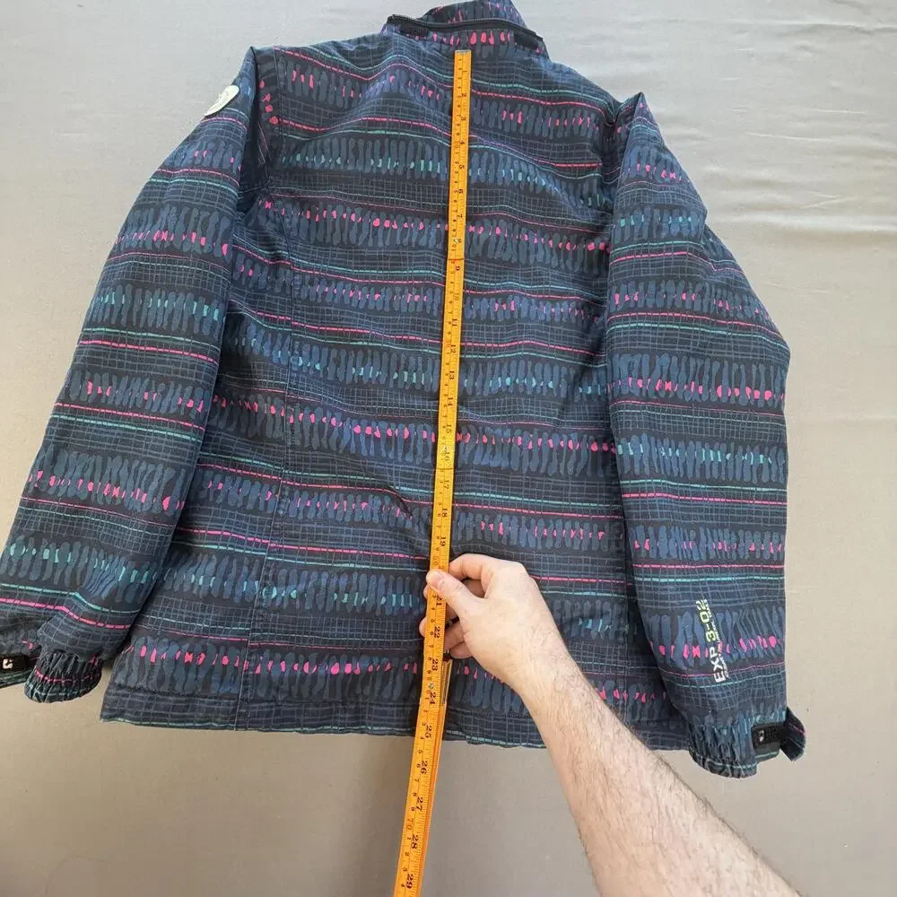 Killtec Ski Jacket Kids 14 Blue Pattern Waterproof Windproof Fleece Lined Snow